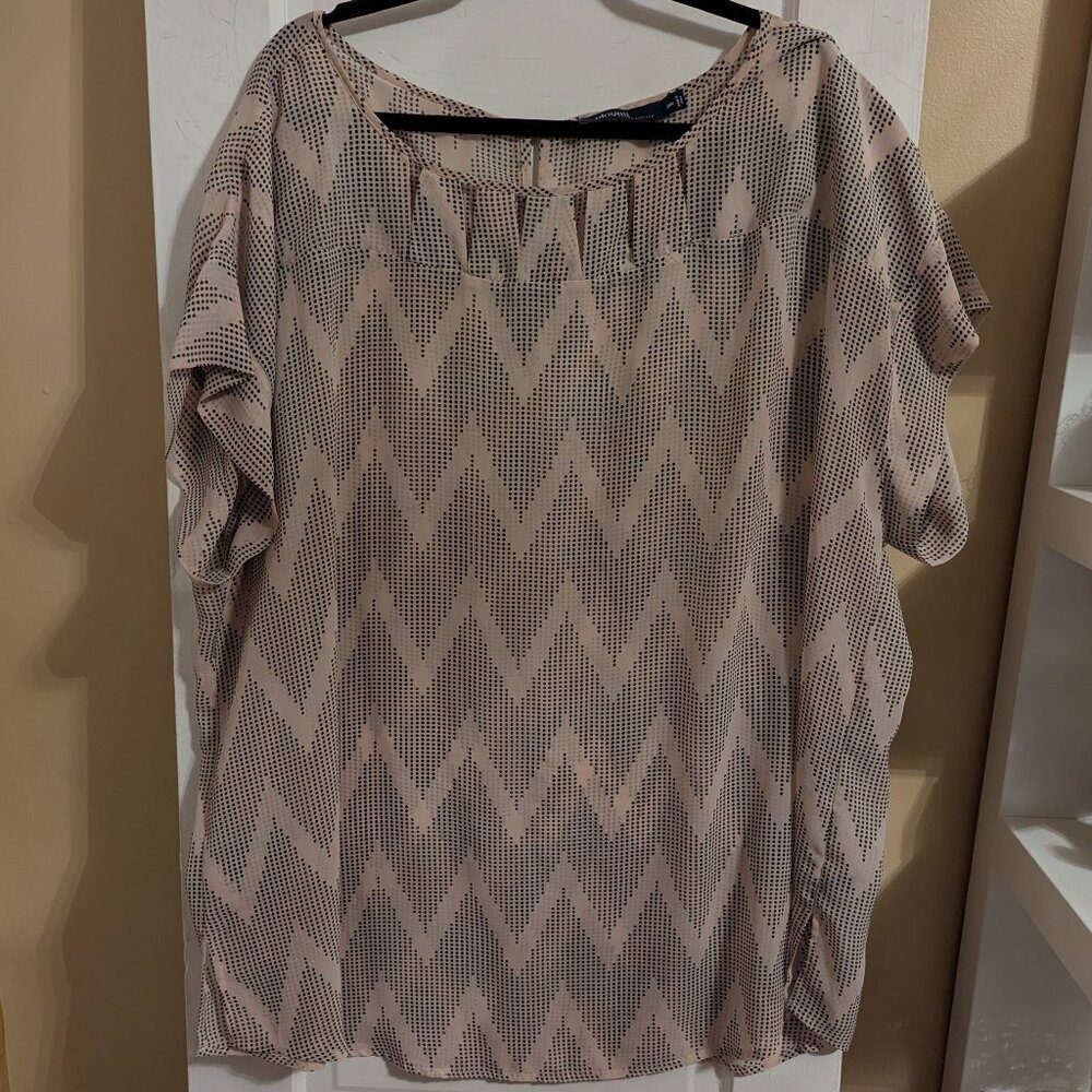 Dark Beige Matrix Dot Sheer Eloquii Tunic 24W